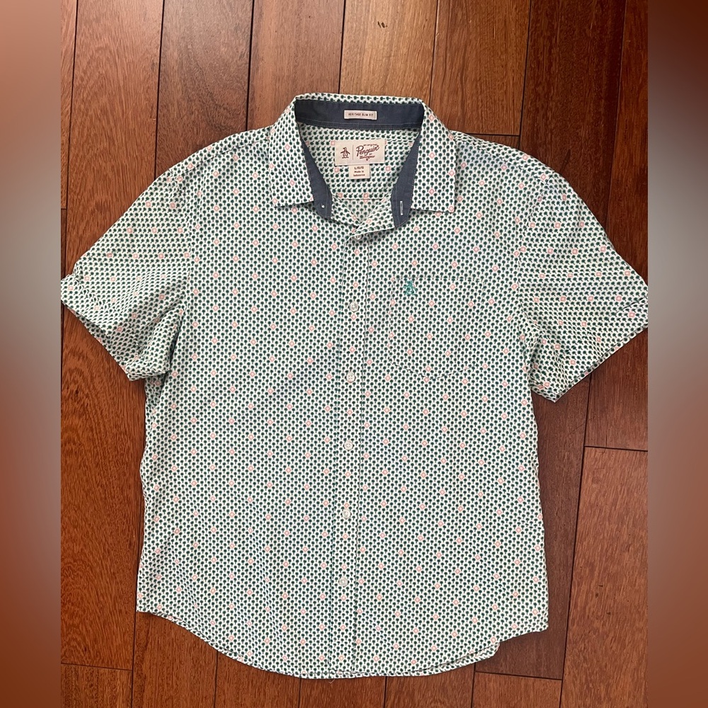 Original Penguin palm tree button up short sleeve shirt